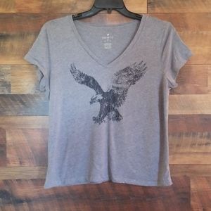 American eagle logo grey v neck tshirt
